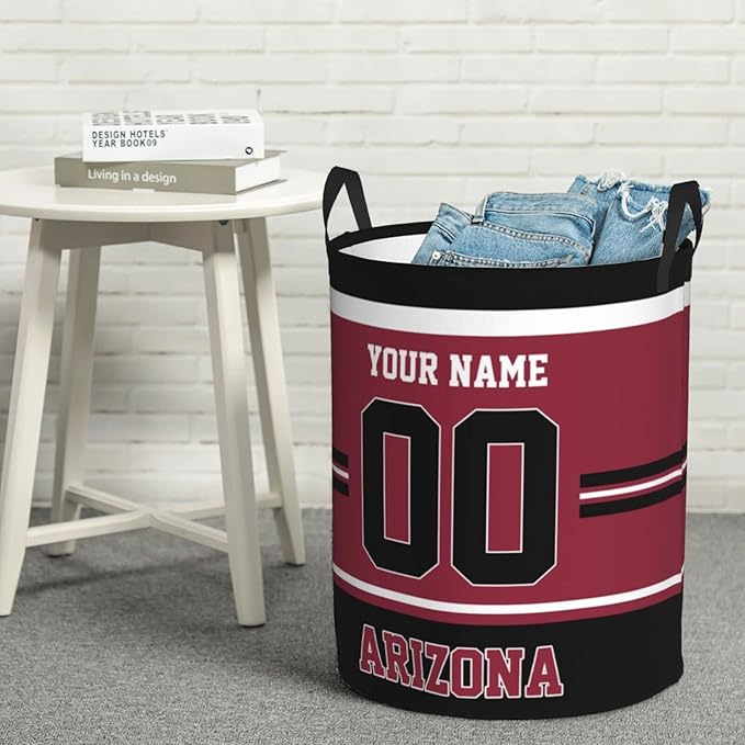 Custom Arizona Laundry Hamper Personalized Laundry Basket Customized Name And Number Collapsible Storage Basket for Bedroom Bathroom Living Room Gifts