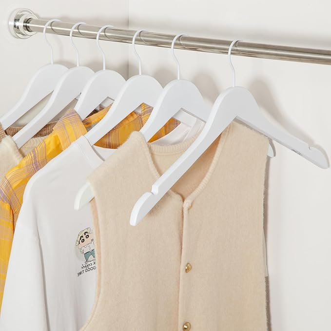 TOPIA HANGER Wooden Hangers 18 Pack, Premium Bride Hanger for Wedding Dress, White Wood Suit Coat Hanger with 360°Swivel White Hook, Extra Smoothly Cut Notches-CT21W