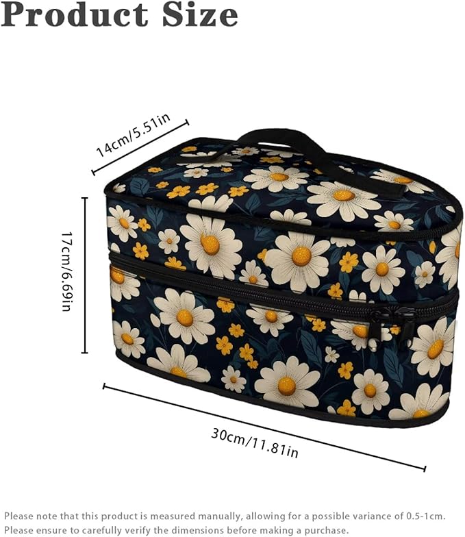 Daisy Flower Print Steam Iron Case Portable Travel Steamer Carrier Bag with Handle Handheld Iron Storage Case Iron Accessories, Case Only