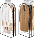 All Clear Garment Bags with Zipper for Hanging Clothes, 2Pack 10" Gusseted Plastic Clothes Storage Suit Cover for Coat, Shirt, Dress, Fur, 40" Suit Bags for Open Closet