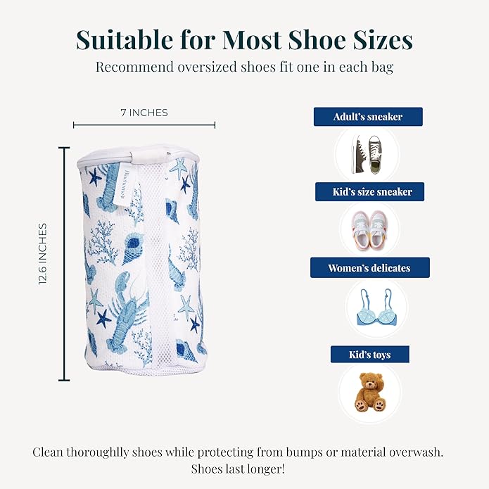 Bluehome Shoe Washing Machine Bags (2-Pack) – Protective Mesh Laundry Bags for Shoes, Includes Sneaker Brush