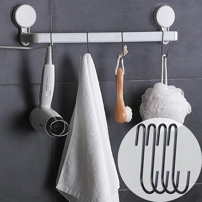 30 Pack Heavy Duty S Hooks 4 inch Black S Shaped Hooks Hanging Hangers Pan Pot Holder Rack Hooks for Kitchenware Spoons Pans Pots Utensils Clothes Bags Towels Plants