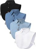 Syhood 4 Pcs Fake Collar Detachable False Dicky Collar Half Shirts Round for Women Outfits Halloween Costume Accessories
