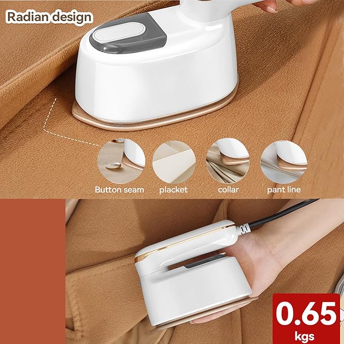 Garment Steamer, 2-IN-1 Travel Iron for Clothes, Powerful Clothes Steamer Iron for Travel, 1100W, Fast Heat-up, 3 Steam Levels Output, Portable Handheld Steamer for Travel Home & Office (Light White)