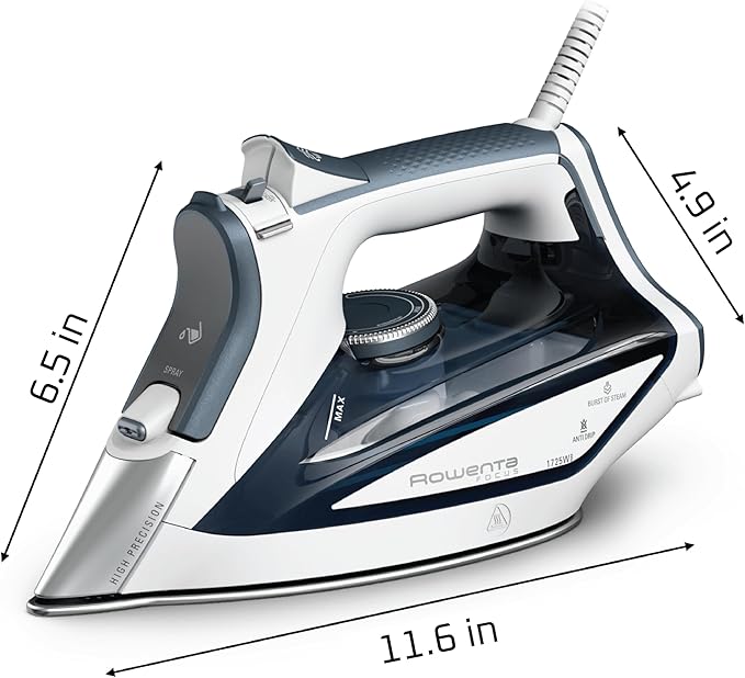 Rowenta Iron Steamer for Clothes,Focus Stainless Steel Soleplate,400 Microsteam Holes,Powerful Steam Iron,Lightweight,Leakproof,1725 Watts,(Pack of 3)