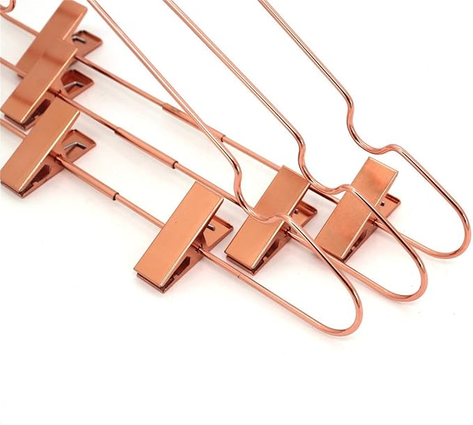 10Pack Koobay 13" Rose Copper Gold Shiny Metal Wire Top Clothes Hangers With Clips for Shirts Coat Storage & Display