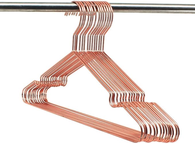 10Pack Koobay 13" Children Rose Copper Gold Shiny Metal Wire Top Clothes Hangers for Shirts Coat Storage & Display