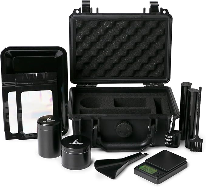 Smell Proof Box – Portable Smell Proof Storage Box with Combination Lock, Airtight & Waterproof, Includes Pocket Scale & Accessories for Home, Travel & Camping