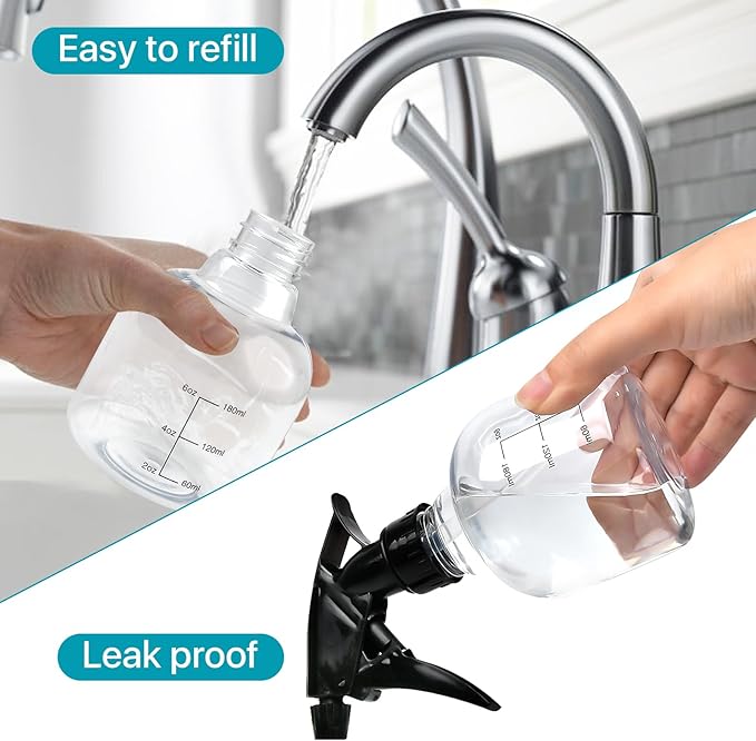 24 Pack 8 oz Small Spray Bottle, Refillable Empty Spray Bottles with Measurement and Adjustable Nozzle, Spray Bottle for Hair, Cleaning, Plants, Kitchen, Bathroom, Salon & Home Use