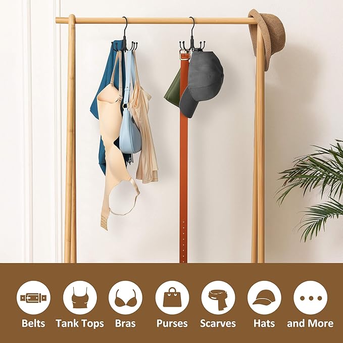 ZEDODIER Hoodie Hangers, 2 Pack Rotatable Hoodie Organzier for Closet, Max 16 Storage Capacity Hoodies Holder, Metal Space Saving Closet Organizers and Storage, Black