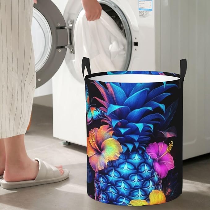 Pineapple Print Laundry Basket For Storage Bins Gift Baskets Bedroom Clothes Hamper