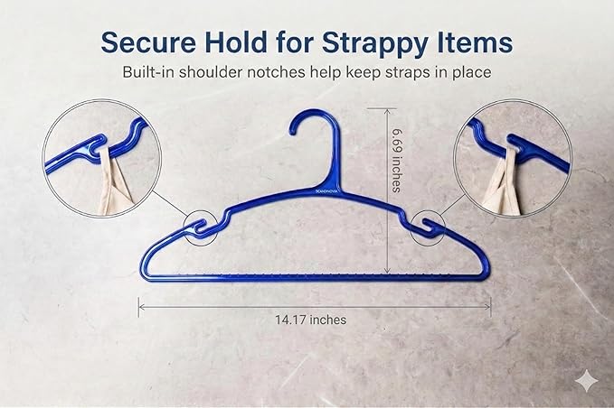 SCANDINOVIA Unbreakable Plastic Hangers, 24-Pack, Slim Space-Saving I-Beam Closet Hangers, Heavy Duty Adult Clothes Hangers with Shoulder Notches, Assorted Colors for Coats, Shirts & Everyday Use