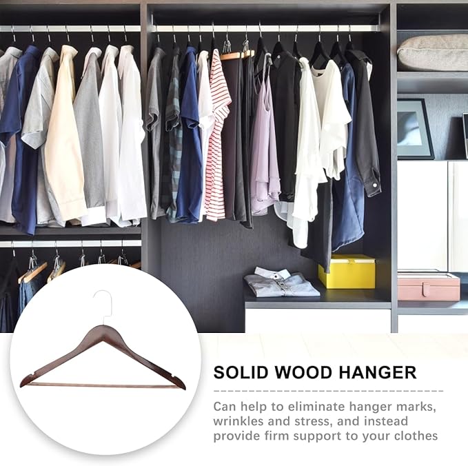 Unomor Solid Wood Coat Rack with Hook 17.32 Inch Clothes Hanger for Jackets Dresses Sweaters and Trousers - Non-Slip Support to Prevent Wrinkles and Sagging