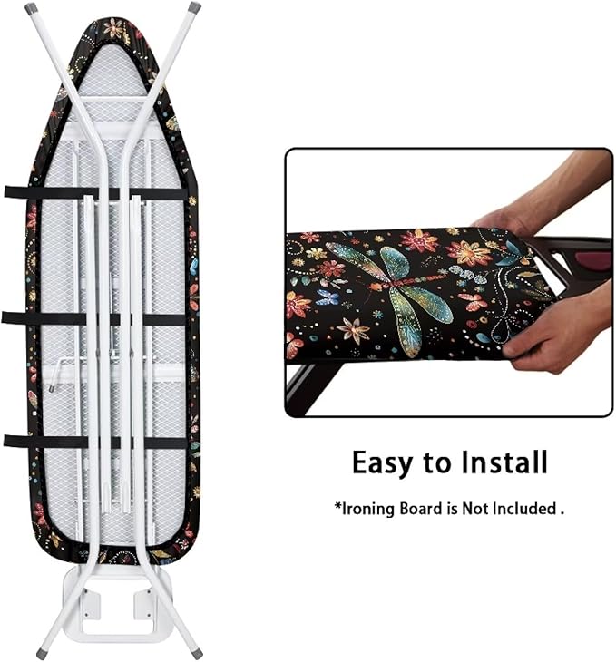 Dragonfly Ironing Board Cover Non Stick Scorch Ironing Board Cover and Pad Standard Size 15x54 Inch Scorch Resistant Pressing Cloth for Iron