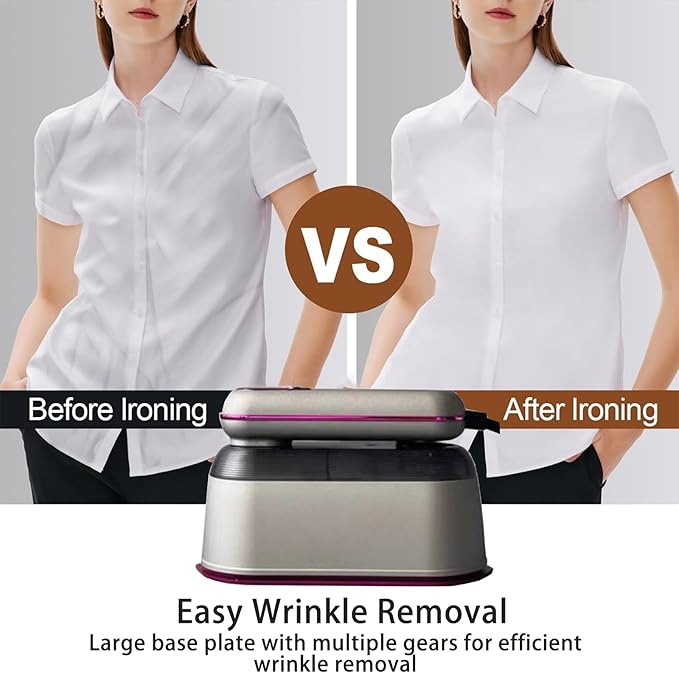 Travel Steamer Iron, 1200W Clothing Steamer with Digital Display Screen, 5+1 Intelligent Ironing Gear Multifunctional Hanging Iron Machine, 140ml, 30S Preheating, Suitable for Home, Trip&Dorm (Beige)