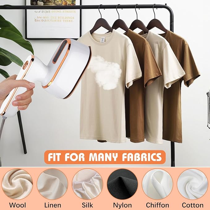 Handheld Steamer for Clothes, Mini Steamer Iron for Clothes, Portable Foldable Travel Steamers With Dry and Wet Ironing, Suitable for Most Types of Fabrics