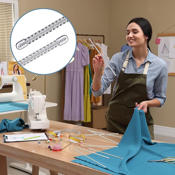 Amylove 24 Pcs Metal Steel Spiral Corset Boning, 1/4 Inch Width 9 Inch Length, Boning for Sewing Corset, Making Bodice, Costume, Hoop Skirt, Bustle, Dress, Millinery, Collar, Cuff and More
