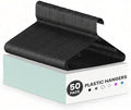 Simple Deluxe 50 Pack Plastic Garment Hangers, Slip-Resistant Hooks & Space-Saving Design, Multi-Use for Shirts, Coats, Dresses & Everyday Clothes, Black