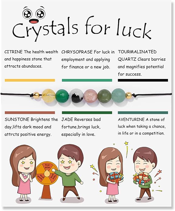 Caiyao Chakra Crystal Tiger Eye Bead Bracelet with Wish Card for Women Adjustable Spiritual Stone Braide String Bracelet Yoga Meditation Jewelry Gift