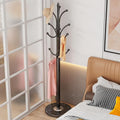 Metal Coat Rack Freestanding Sturdy Heavy Duty Coat Rack Stand with Natural Marble Base Modern Coat Racks Hall Tree Hats Hanger Holder Stand with 12 Hooks for Entryway Hallway Office, Black