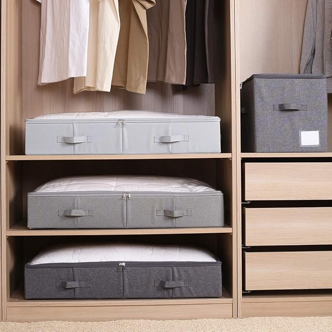 iwill CREATE PRO 31.5"(85cm) Length Spacious Visible Lidded Under Bed Storage Bins for Shoes, Blankets, Toys Organization Containers, Wedding Dress Storage Box, Beige