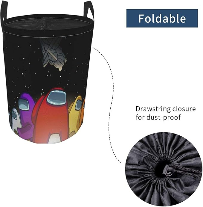 AKA personality Am-Ong U-S Laundry Basket, Laundry Hampers Lightweight Durable Drawstring Waterproof Round Storage Basket,Bathroom/Home Decor/Baby Hamper/Boxes/Baby Clothing