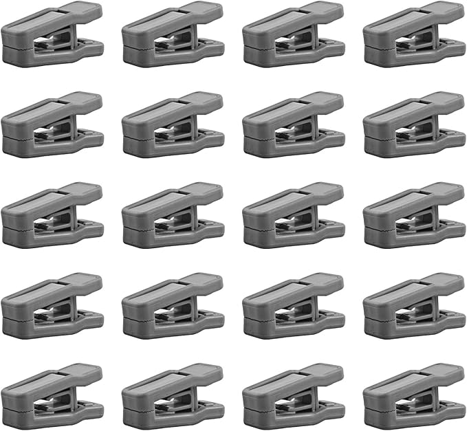 Premium Heavy Duty ABS Plastic Slim-line Hanger Set of Finger Clips for Velvet Hangers - 20 Pack (Gray)
