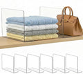 Shelf Dividers for Closet Organization: 10" Tall x 16" Deep, Deeper Adhesive Separators Features Acrylic Material and Provides Storage for Clothes and Sweater in Bedroom Cabinets(6-Pack)
