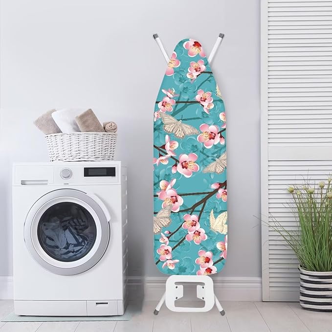 Flashideas Pink Flower Ironing Board Cover and Pad 15 x 54 Heavy Duty Iron Board Covers Standard Size Padding Decorative Covers for Most Iron Boards Ironing Pad Cover