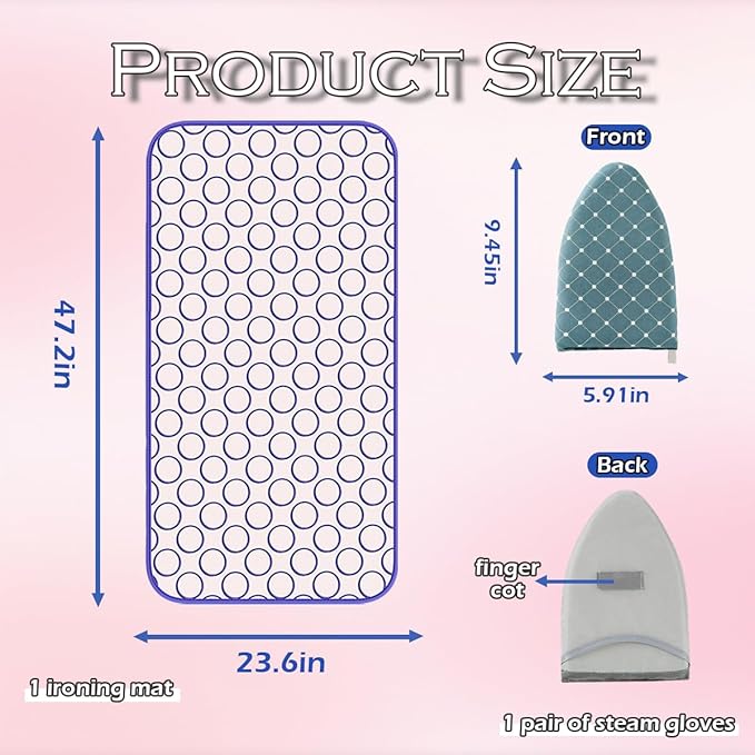 Portable Ironing Blanket Thick Ironing Mat Anti Slip for Table Top Foldable Over The Door Ironing Board Ideal for Home, Travel mall Spaces（Large 47.2"×23.6"）