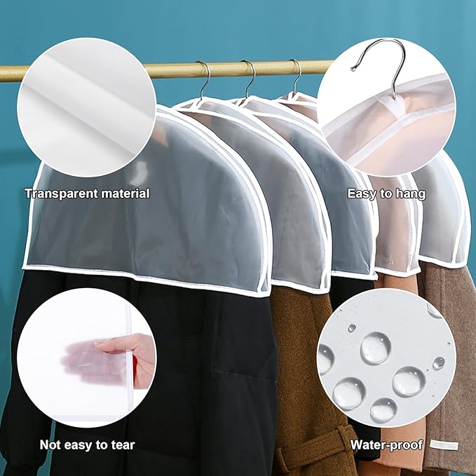 50 Pcs Shoulder Covers Clothes Suit Garment Dust Covers, 23.6 x 11.8 Inch Extra Wide Garment Shoulder Covers Bag Breathable Shoulder Dust Cover for Coats, Jackets, Dress Closet Storage