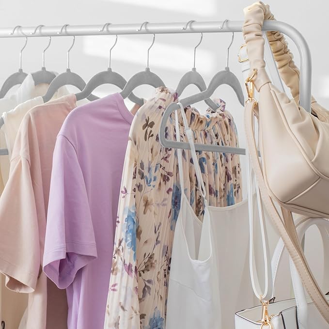 Casafield 50 Gray Velvet Suit Hangers - Space-Saving Non-Slip Clothes Hanger