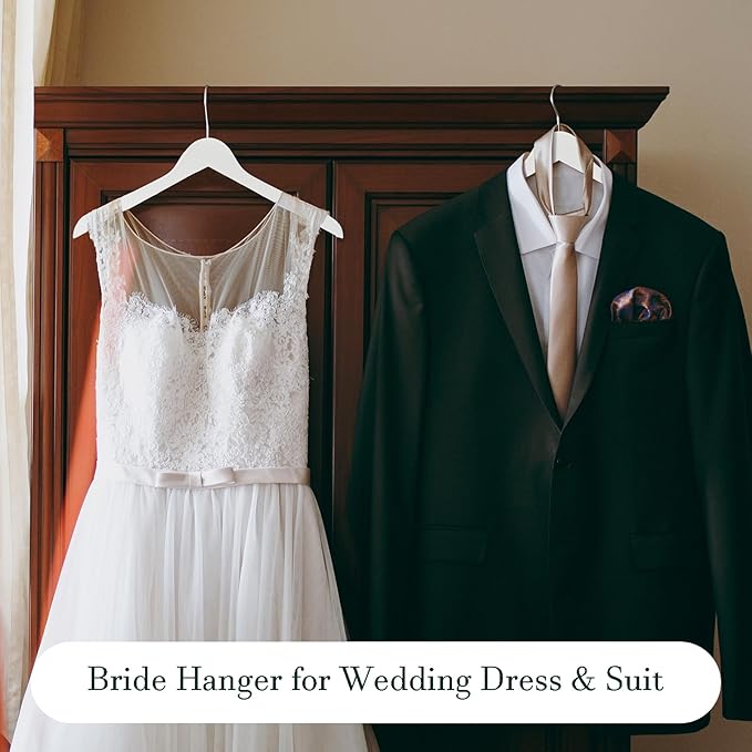 White Wooden Hangers - 20 Pack - Durable & Ideal for Everyday Use & Wedding