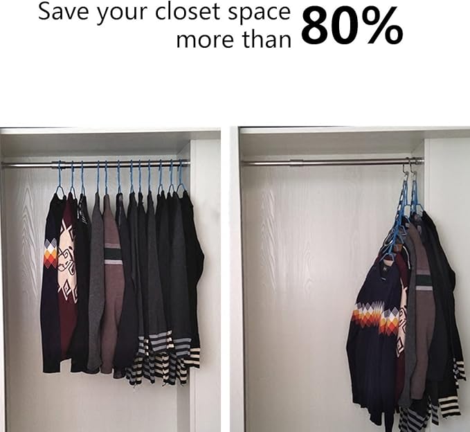 CBTONE 6 Pack Closet Space Saving Hangers, Multi-Purpose Metal Magic Cascading Hangers With Updated Hook Design for Organizing Wardrobe Clothing