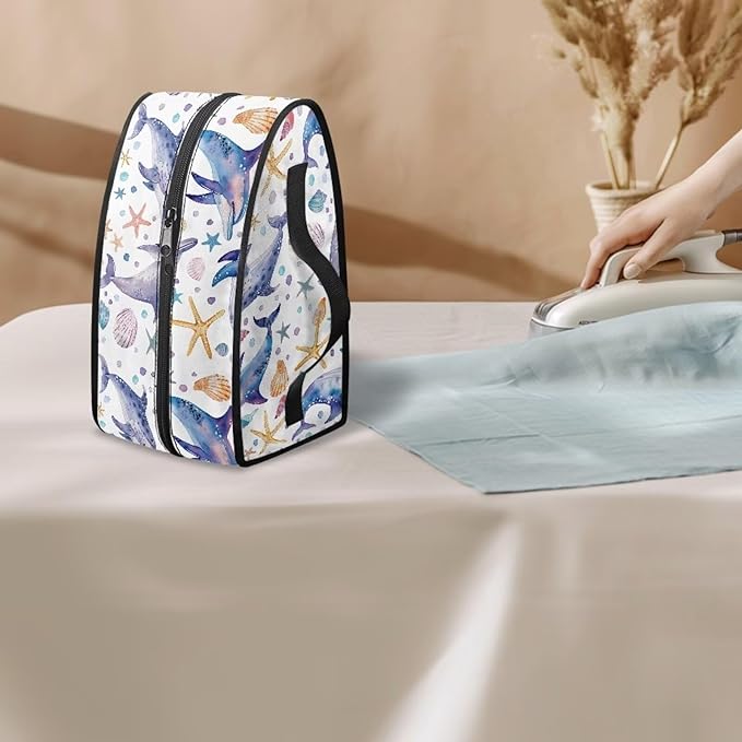 Rchsmod Dolphin Starfish Scallop Print Steam Iron Case Protective Travel Steamer Storage Bag with Handle Lightweight Iron Carrier Bag Iron Accessories, Case Only