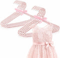 Pink 12 Pcs Pearl Beaded Clothes Hanger Mini Pearl Beads Small Metal Clothes Hangers with Ribbon Standard for Kids Baby Children Pet Dog
