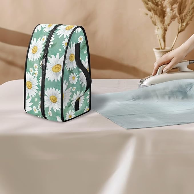 Daisy Green Iron Tote Bag Stain Resistant Travel Irons Storage Box Washable Protective Carrying Bag with Handle Compatible with Most Irons
