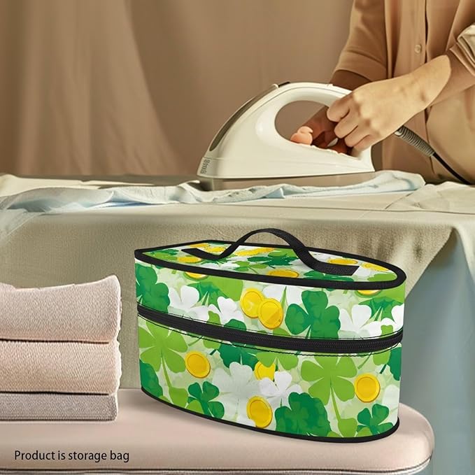 Shamrock Coin Iron Portable Storage Bag for Travel Fade Resistant Protective Carrying Compatible with Full-size Irons with Handle Zippered Bag,Case Only