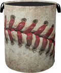 Baseball Laundry Basket with Handles - Extra Large Foldable Hamper for Bathroom/Laundry/Bedroom/Dorm, Washable Fabric Storage Bin