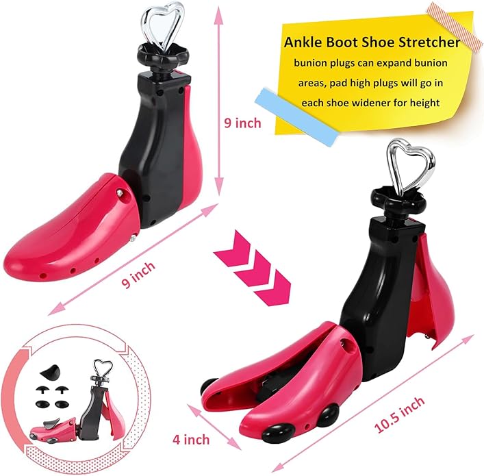 2PCS Professional Boot Shoe Stretcher Wide Feet for Men Women, Shoe Expander Widener Adjustable Length & Width