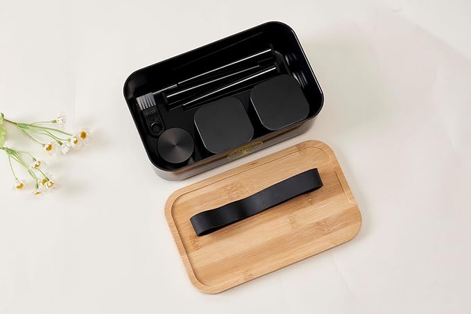Stash Box with rolling tray - Air-Tight Storage Stash Box with Bamboo Tray - Portable Decorative Box for Herbs (8inch)