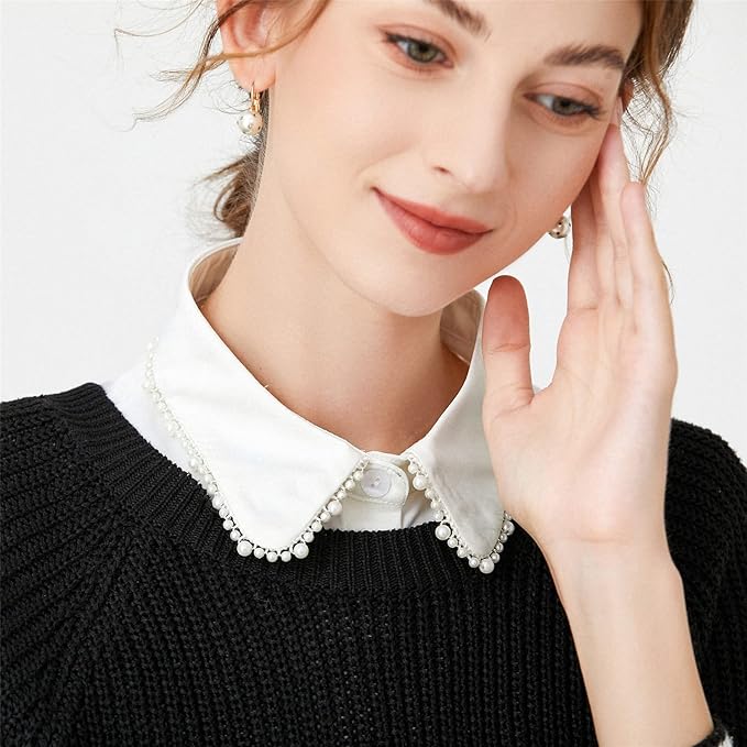 YAKEF Lady Half-Shirt Blouse Detachable Lace Chiffon Fake Collars Dicky Collar Faux Collar
