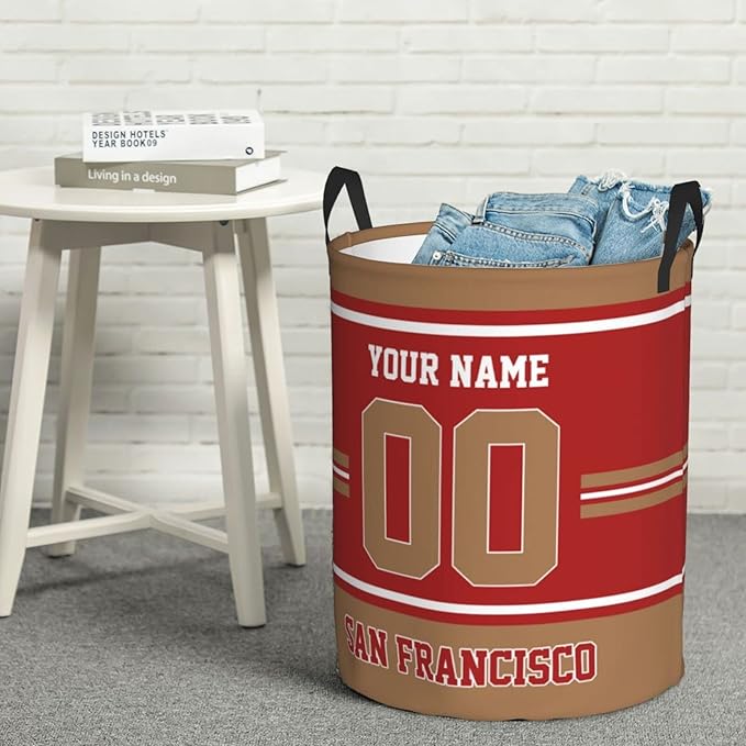 Custom San Francisco Laundry Hamper Personalized Laundry Basket Customized Name And Number Collapsible Storage Basket for Bedroom Bathroom Living Room Gifts