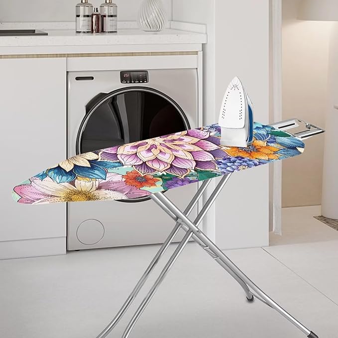 Flashideas Hippie Flower Ironing Board Cover with Thick Padding Fits Standard Size Elasticized Edges Home Decorations Easy to Install