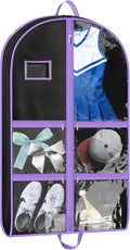 Cheer Garment Bags, Garment Bag, Hanging Clothes Bag,Waterproof Multifunctional Dust Cover with 4 Transparent Pockets & Business Card Bag,Install for Dance Costumes Storage Travel