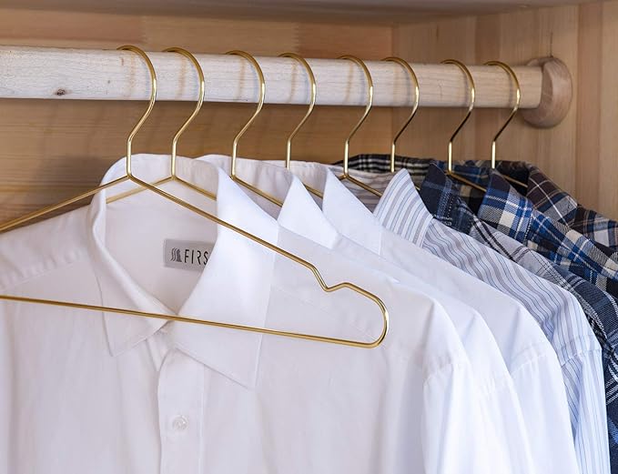 Nature Smile 45CM Heavy Duty Metal Hangers, Space Saving Suit Hangers, Metal Clothes Hangers, Coat Hanger, Standard Suit Hangers Ideal for Everyday Use, 10 Pack, Gold