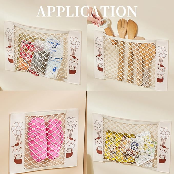 Mesh Storage Bags 2Pcs, Portable Self-adhesive Laundry Bag Pockets for Socks and Underwear Storage, Wall Mounted Mesh Storage Organizer Net for Home and Office, Small Car Net Pocket