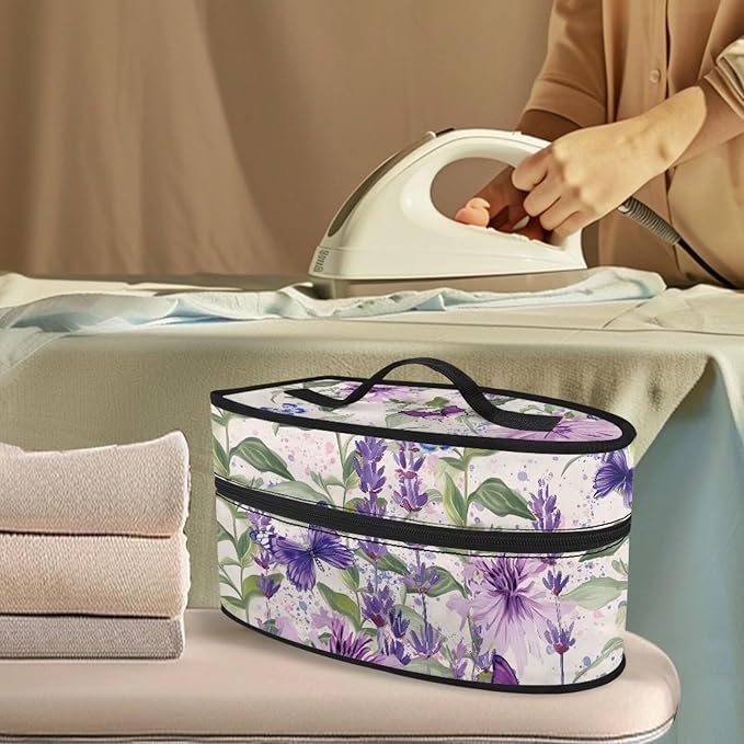 Lavender Iron Organizer Carrier Bag Dustproof Mini Iron Storage Case Protective Carrying Bag Foldable Portable Carrying Storage Bags with Handle