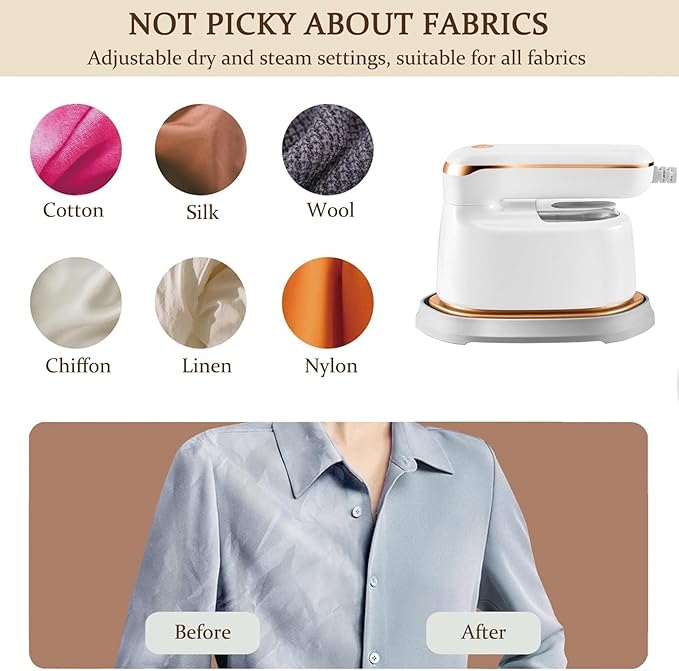 Portable Steamer Iron, 1100W High-Power Household Small Ironing Machine, 2-In-1 Travel Essential Steam Iron, 15S Preheating, 125ML Water Tank, Suitable for Home, Travel, Dormitory & Office Use (White)