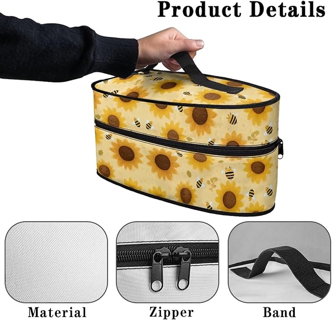 Yellow Sunflower Print Steam Iron Case Portable Travel Iron Organizer Handheld Steamer Holder with Handle Waterproof Travel Accessories, Case Only